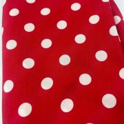 Polka dot viscose fabric by the yard, red printed soft drapey dress fabric | 150 cm