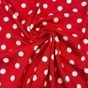 Polka dot viscose fabric by the yard, red printed soft drapey dress fabric | 150 cm