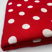 Polka dot viscose fabric by the yard, red printed soft drapey dress fabric | 150 cm