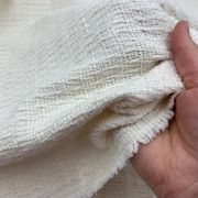 100% cotton ecru color tweed fabric, winter textured woven material for jackets coats dresses, 140 cm width, cozy breathable natural fabric