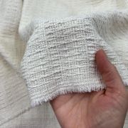 100% cotton ecru color tweed fabric, winter textured woven material for jackets coats dresses, 140 cm width, cozy breathable natural fabric