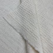 100% cotton ecru color tweed fabric, winter textured woven material for jackets coats dresses, 140 cm width, cozy breathable natural fabric