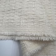 100% cotton ecru color tweed fabric, winter textured woven material for jackets coats dresses, 140 cm width, cozy breathable natural fabric