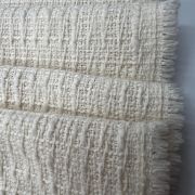 100% cotton ecru color tweed fabric, winter textured woven material for jackets coats dresses, 140 cm width, cozy breathable natural fabric