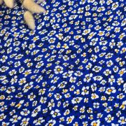 Blue floral cotton viscose fabric, lightweight draping fabric by the yard  (150 cm | 59 in)