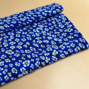 Blue floral cotton viscose fabric, lightweight draping fabric by the yard  (150 cm | 59 in)