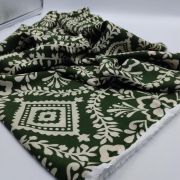 Green floral viscose fabric for dresses, soft drapey cotton blend material by yard (150x100cm)