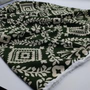 Green floral viscose fabric for dresses, soft drapey cotton blend material by yard (150x100cm)
