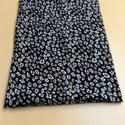 Black floral viscose fabric by the yard – soft lightweight material for dresses| 150 cm width