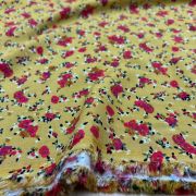 Floral viscose fabric mustard tiny roses for dresses blouses skirts soft drapey | 150 cm