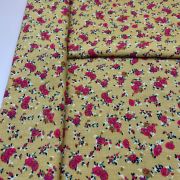 Floral viscose fabric mustard tiny roses for dresses blouses skirts soft drapey | 150 cm