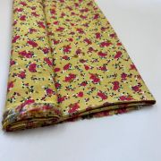 Floral viscose fabric mustard tiny roses for dresses blouses skirts soft drapey | 150 cm