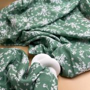 Floral viscose fabric green bougainvillea for dresses blouses skirts soft drapey | 150 cm