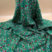 Green lily valley floral viscose fabric for dresses blouses skirts soft drapey | 150 cm