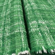 Green tweed fabric 150 cm – interfaced boucle jacket & blazer fabric by the meter, woven couture textured fabric for stylish tailored