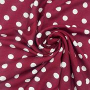 Burgundy polka dot viscose fabric by the yard, soft drapey dress fabric, 150 cm width