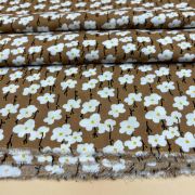 Brown daisy garden viscose fabric for dresses blouses skirts soft drapey | 150 cm