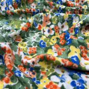 Cotton viscose fabric green floral for summer dresses blouses skirts soft drapey