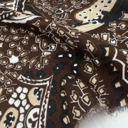 Black and white boho viscose fabric by the yard | vintage tribal print apparel fabric for sewing, authentic retro ethnic textile, 59″ wide
