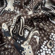 Black and white boho viscose fabric by the yard | vintage tribal print apparel fabric for sewing, authentic retro ethnic textile, 59″ wide