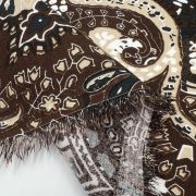 Black and white boho viscose fabric by the yard | vintage tribal print apparel fabric for sewing, authentic retro ethnic textile, 59″ wide