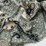 Authentic boho fabric by the yard | retro patterned viscose cotton blend, vintage ethnic print apparel fabric, 59″ wide