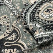 Authentic boho fabric by the yard | retro patterned viscose cotton blend, vintage ethnic print apparel fabric, 59″ wide