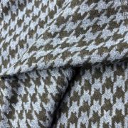 Houndstooth wool blend fabric, olive gray pattern material for coats, jackets, dresses | 150 cm