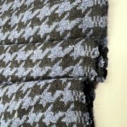 Houndstooth wool blend fabric, olive gray pattern material for coats, jackets, dresses | 150 cm