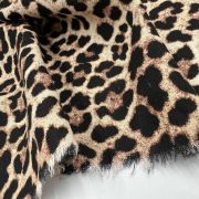 Leopard viscose fabric, soft drapey printed sewing material for dresses, 150 cm wide