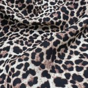 Leopard viscose fabric, soft drapey printed sewing material for dresses, 150 cm wide