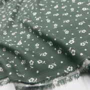 Green floral viscose fabric by the yard – soft lightweight drapey fabric for dresses, blouses, skirts, and scarves | breathable 150 cm wide