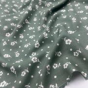 Green floral viscose fabric by the yard – soft lightweight drapey fabric for dresses, blouses, skirts, and scarves | breathable 150 cm wide