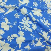 Blue floral viscose fabric – soft drapey lightweight material by yard (150 cm / 59″)