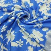 Blue floral viscose fabric – soft drapey lightweight material by yard (150 cm / 59″)