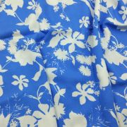 Blue floral viscose fabric – soft drapey lightweight material by yard (150 cm / 59″)
