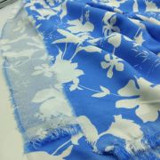 Blue floral viscose fabric – soft drapey lightweight material by yard (150 cm / 59″)