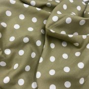 Beige polka dot viscose fabric by the yard, soft lightweight dress material | 150 cm wide