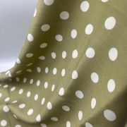 Beige polka dot viscose fabric by the yard, soft lightweight dress material | 150 cm wide