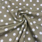 Beige polka dot viscose fabric by the yard, soft lightweight dress material | 150 cm wide