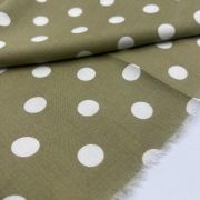 Beige polka dot viscose fabric by the yard, soft lightweight dress material | 150 cm wide