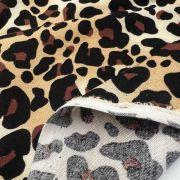 Premium leopard print viscose fabric – soft drapey animal pattern fabric for stylish sewing projects