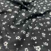 Black floral viscose fabric by the yard – soft lightweight drapey fabric for dresses & blouses