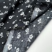 Black floral viscose fabric by the yard – soft lightweight drapey fabric for dresses & blouses