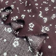 Viscose floral fabric by the yard – burgundy soft drapey material for dresses| 150 cm width