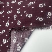 Viscose floral fabric by the yard – burgundy soft drapey material for dresses| 150 cm width