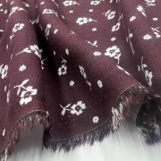 Viscose floral fabric by the yard – burgundy soft drapey material for dresses| 150 cm width