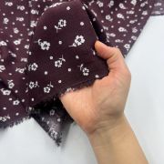 Viscose floral fabric by the yard – burgundy soft drapey material for dresses| 150 cm width