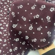 Viscose floral fabric by the yard – burgundy soft drapey material for dresses| 150 cm width