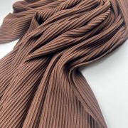Brown ribbed fabric – soft stretch corded knit for dresses, tops & loungewear
